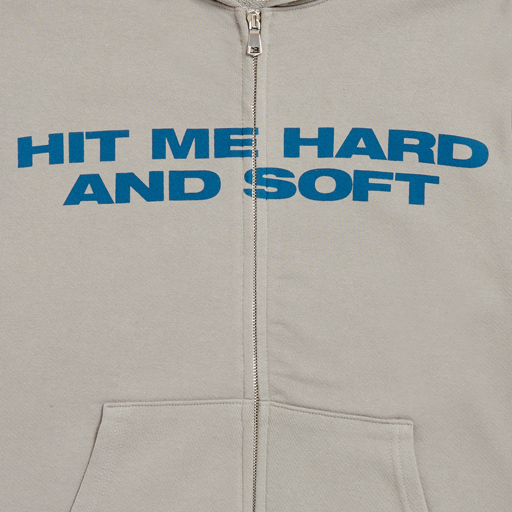 HIT ME HARD AND SOFT Grey Zipper Hoodie - Image 3